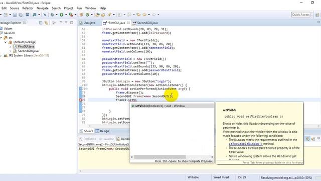 Working with different window in Java GUI смотреть онлайн