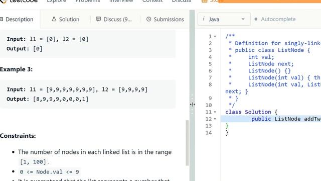 How to solve the #2 Add Two Numbers Linked List Leetcode problem in Java with Explanation! смотреть онлайн