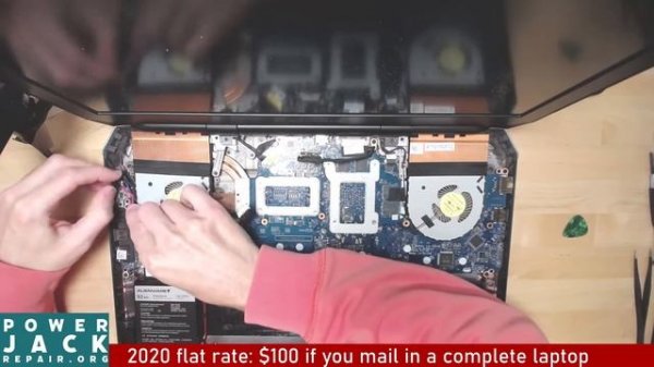 Alienware 17 R3 p43F disassembly laptop charge port power jack repair fix taking apart tear down