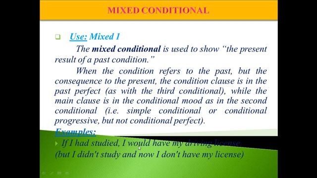 English Grammar:  Mixed Conditional