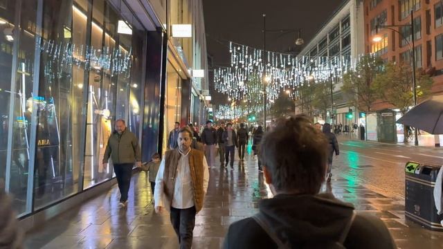 England, Regent Street, Oxford Street Christmas Lights | London Relaxing Night Walking tour [4K HDR смотреть онлайн