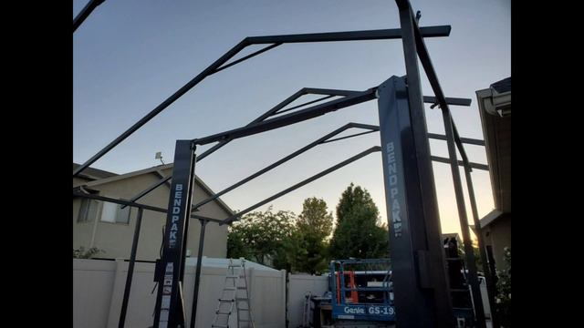 Remove All Of Concrete Pouring And  Installation Of BendPak XPR-10AS  2 Post W/ Custom Carport