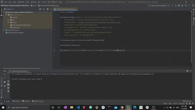 Python Firebase Realtime Database CRUD tutorial #3 - Delete Data [Pyrebase] смотреть онлайн