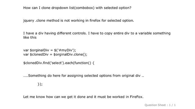 jQuery : copy/Clone dropdown list with selected option in jquery смотреть онлайн