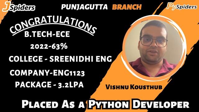 Student placement journey as a Python developer by JSpiders | Pyspider |Hyderabad Punjagutta смотреть онлайн