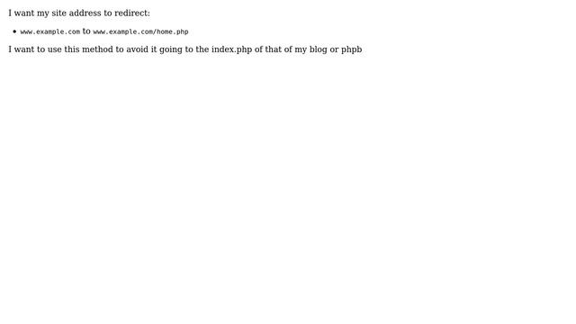 Webmasters: How to redirect / to home.php? (PHPBB/BLOG)? смотреть онлайн