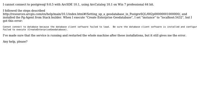 GIS: Connect to Postgresql ArcSDE 10.1 смотреть онлайн