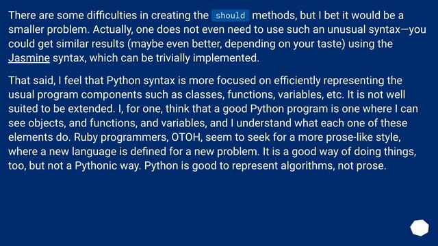 Are there technical reasons a Ruby DSL like RSpec couldn't be rewritten in Python? смотреть онлайн
