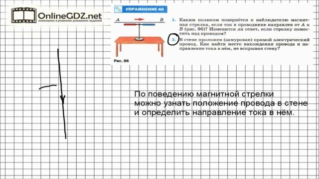 Упражнение №40(2) § 58. Магнитное поле прямого тока... - Физика 8 класс (Перышкин) смотреть онлайн