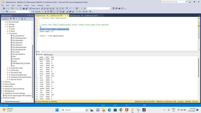 Delete clause in SQL Server смотреть онлайн