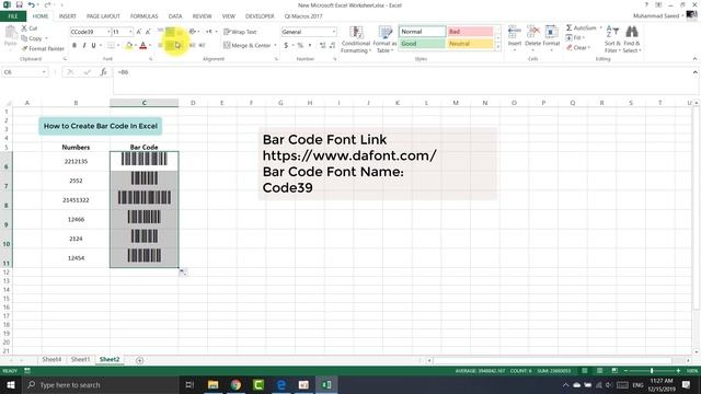 How to Create Bar Code In Excel 2019 смотреть онлайн