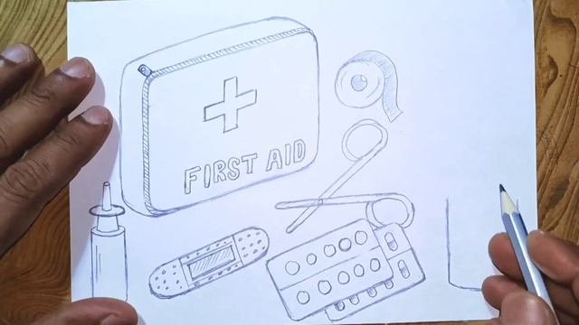How to draw first aid kit easily/First aid kit box drawing смотреть онлайн