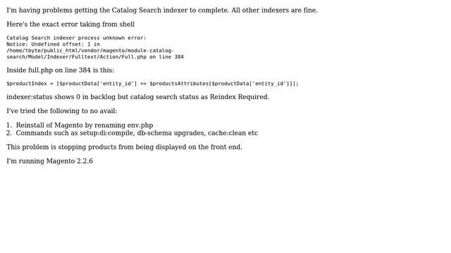 Magento: Catalogue Search Indexer Unknown Error смотреть онлайн
