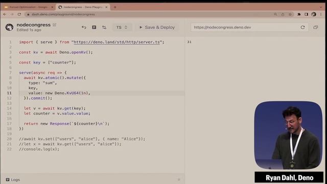 Ryan Dahl demos Deno KV in Deno Deploy смотреть онлайн