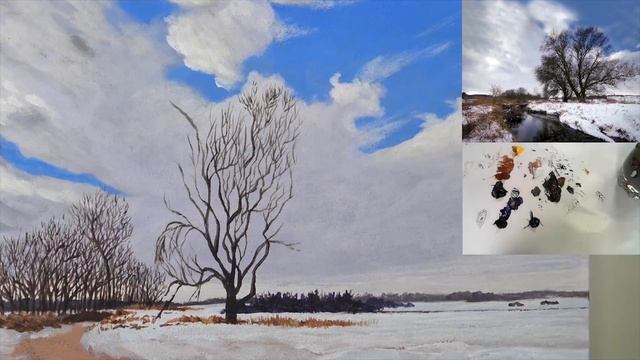 Landscape Painting With Acrylics - Winter Scene