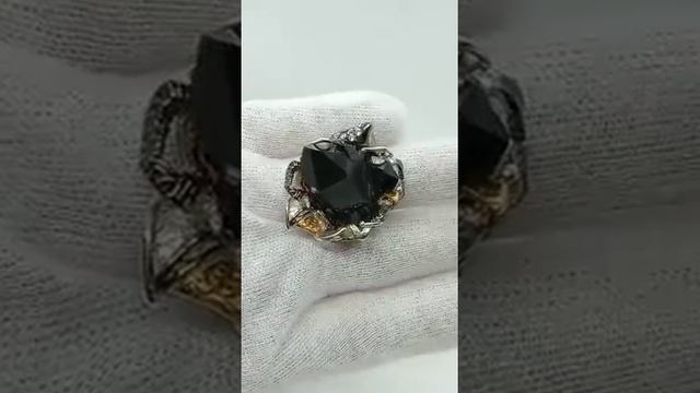 #1 Кольцо серебряное с морионом " Каменный цветок" смотреть онлайн