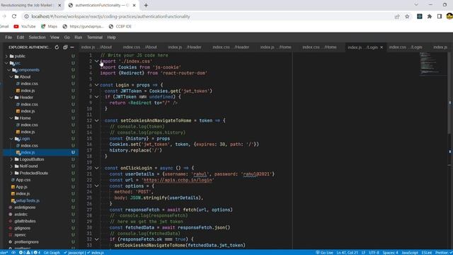 React JS | Coding Practice 29 Authentication Functionality | CCBP NxtWave смотреть онлайн