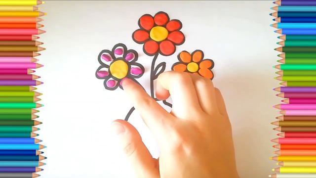 Рисуем вазу с цветами и делаем аппликацию из пластилина - Урок легкого рисования и лепки для малыше смотреть онлайн