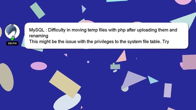 MySQL : Difficulty in moving temp files with php after uploading them and renaming смотреть онлайн