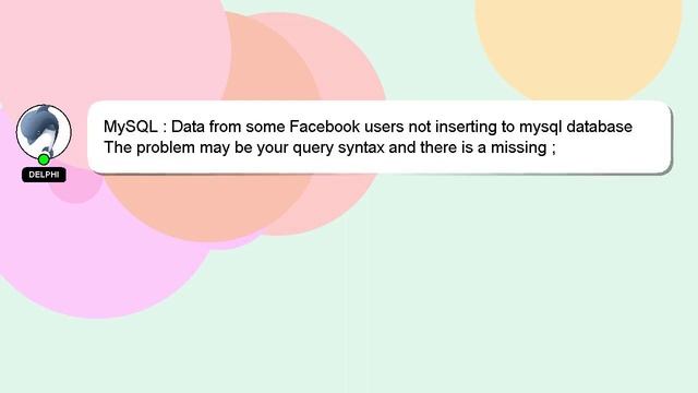 MySQL : Data from some Facebook users not inserting to mysql database смотреть онлайн