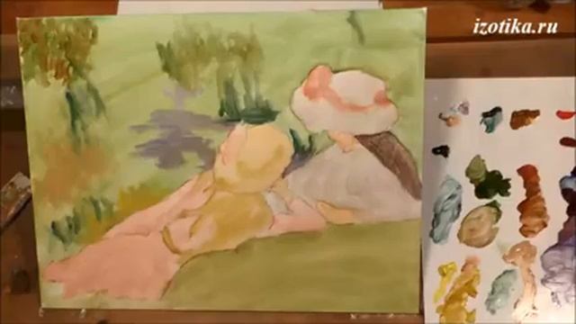 Ренуар "Девушки на берегу". Копия картины. Акрил и масло. Часть 1 смотреть онлайн