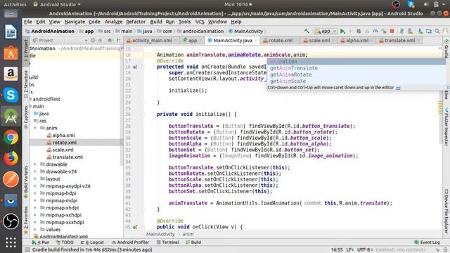 Android Animations Using Android Studio : Translate, Rotate, Scale, Alpha, Set Animation смотреть онлайн