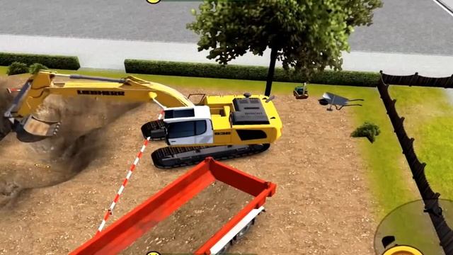 Анимация экскаваторы, автомобили, пожарные автомобили, строительство смотреть онлайн