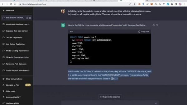 #2 ChatGPT: Generate Python code with comments using Beautiful Soup & SQL command for SQLite