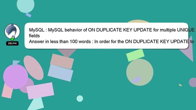 MySQL : MySQL behavior of ON DUPLICATE KEY UPDATE for multiple UNIQUE fields смотреть онлайн