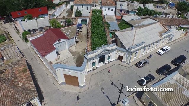 Евпатория, Караимские кенасы, вид с высоты птичьего полета смотреть онлайн