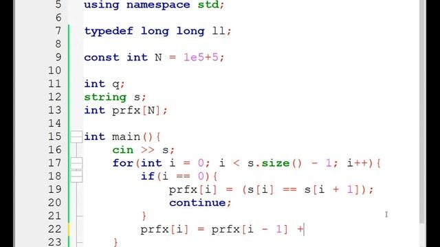 Codeforces Problems : Problem Q Ilya and Queries (Prefix Sum) смотреть онлайн