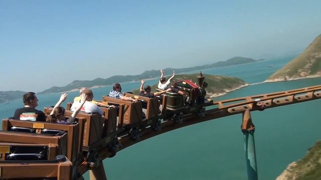 Wild West Mine Train Roller Coaster Back Seat POV Ocean Park Hong Kong China смотреть онлайн