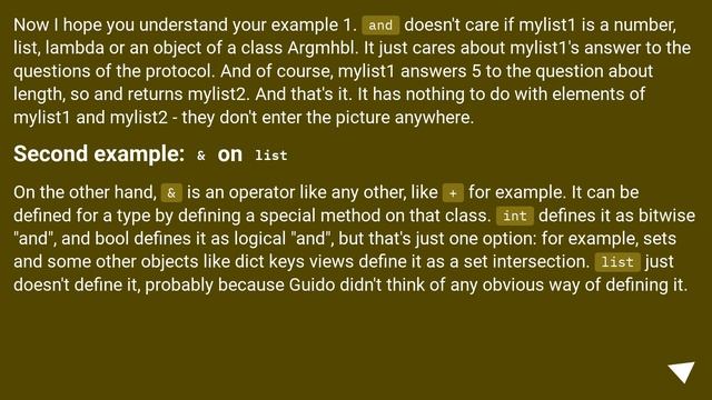 'and' (boolean) vs '&' (bitwise) - Why difference in behavior with lists vs numpy arrays? смотреть онлайн
