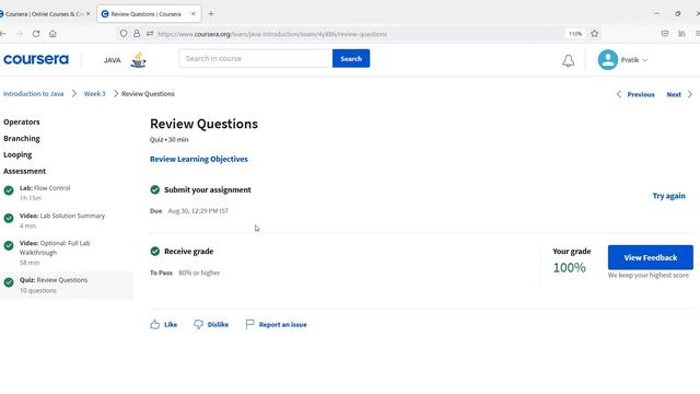 Coursera: Introduction to Java by LEARNQUEST | Week 3 Answers смотреть онлайн