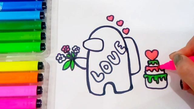 Как нарисовать Among Us валентинку, легко и просто смотреть онлайн