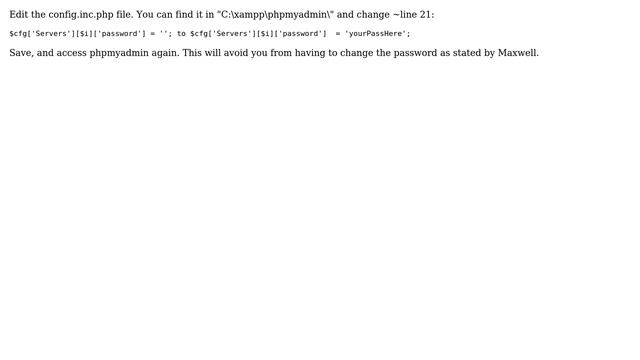 phpMyAdmin - can t connect - invalid setings - ever since I added a root password - locked out смотреть онлайн