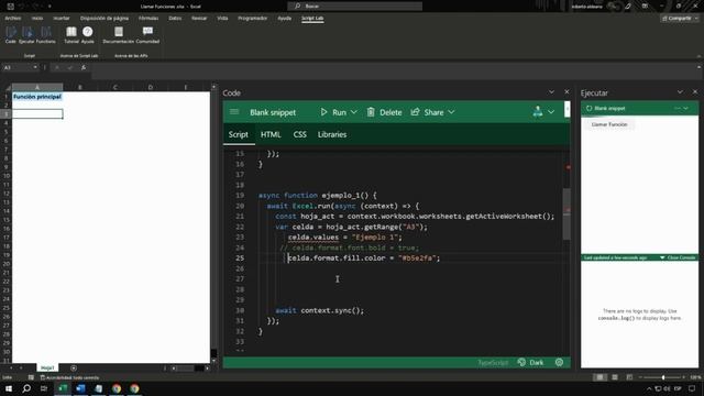 Llamando una función desde otra – Excel JavaScript API смотреть онлайн