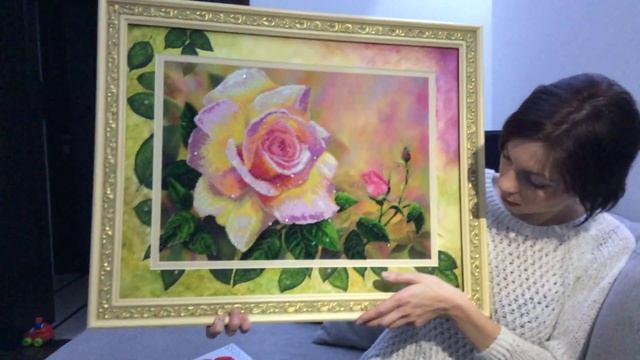 Роза с росой, вышивка бисером, готовая работа смотреть онлайн