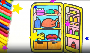 Холодильник с продуктами. Просто рисуем