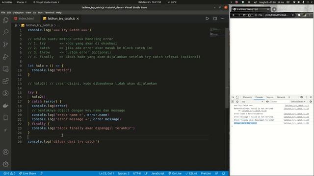 Tutorial Javascript - Try Catch - Bahasa Indonesia смотреть онлайн