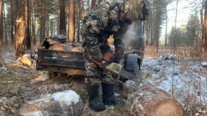 За дровами на УАЗ Заготовка дров Морозное утро