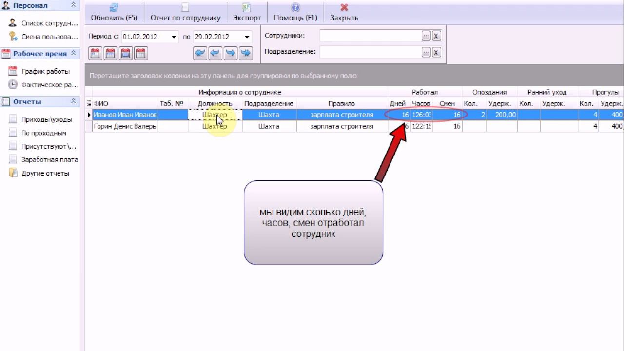 Пример расчета ЗП на основе факт  времени, опозданий, прогулов и т д