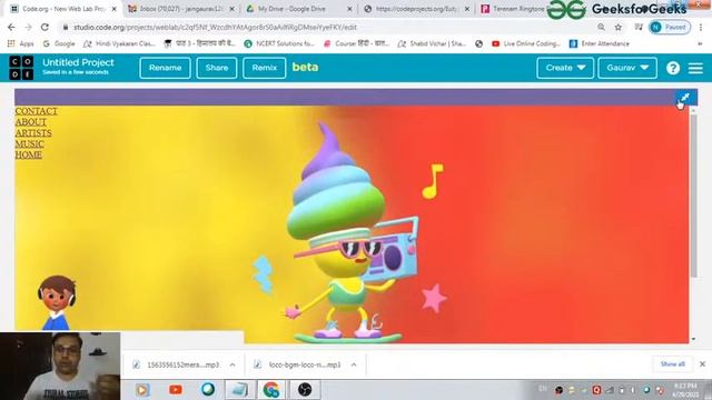Music Website | Code .Org | GeeksforGeeks School смотреть онлайн