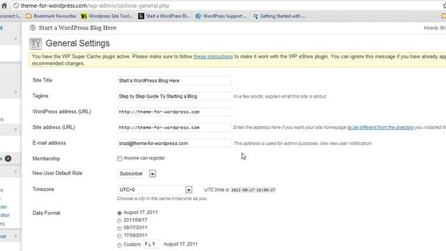 WordPress Admin Settings-General смотреть онлайн