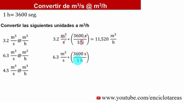 Convertir de Metros cúbicos por segundos a Metros cúbicos por horas (m³/s a m³/h) смотреть онлайн