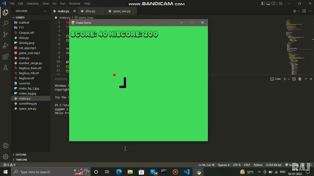 Simple Snake Game ? using python| Python, Game Development | pygame смотреть онлайн