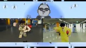 Minecraft vs Gangnam Style side by side sync