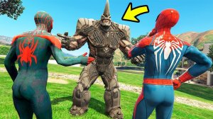 ЧЕЛОВЕК ПАУК И МАЙЛЗ МОРАЛЕС ПРОТИВ РИНО ПАУТИНА ВСЕЛЕННЫХ в ГТА 5 МОДЫ ОБЗОР МОДА в GTA 5 ВИДЕО