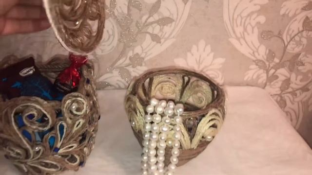 Ручная работа из джута. Ручная работа из лент.