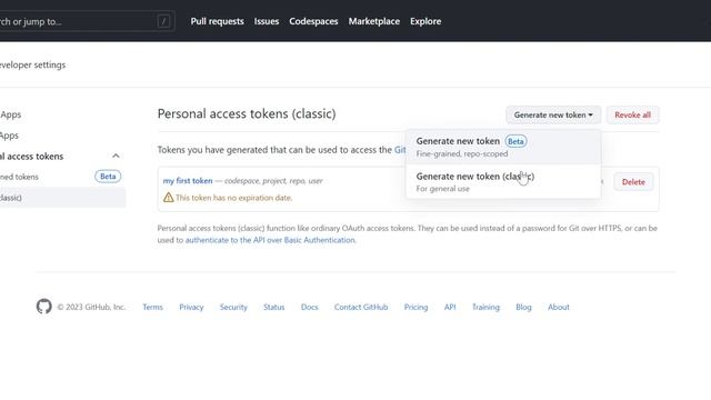 Create Your Personal Token From Github
